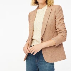 Jcrew Holland Blazer Herringbone Wool Blend Tan Brown Size 2